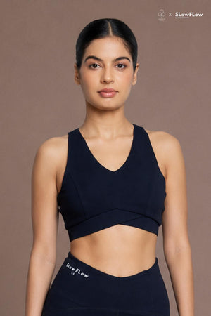 SlowFlow V-Neck Sports Bra (Carbon Black)