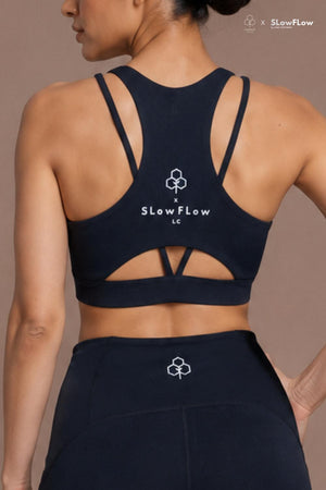 SlowFlow V-Neck Sports Bra (Carbon Black)