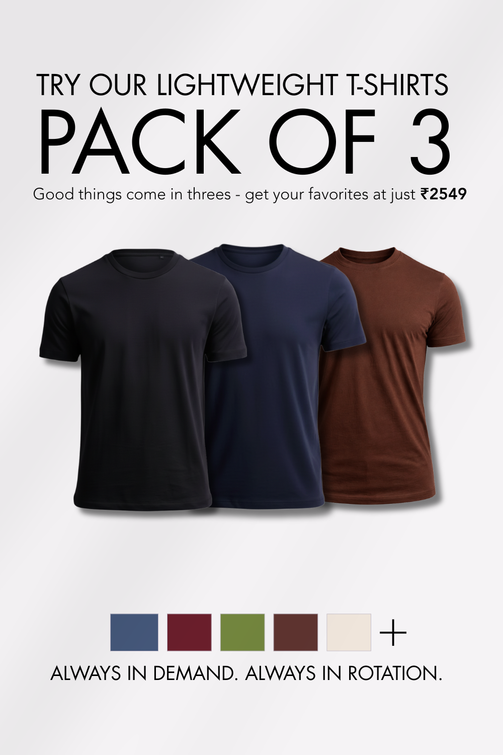 Carbon Lightweight T-Shirt - Pack of 3