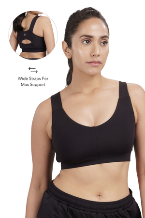 U-Neck Active Bra (Carbon Black)