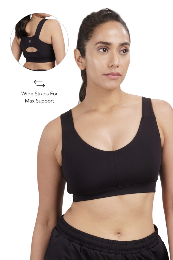 U-Neck Active Bra (Carbon Black)