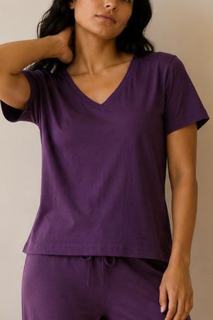 Bamboo V-Neck Lounge Set (Plum)
