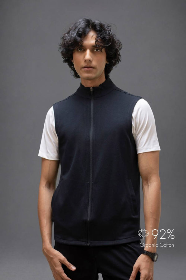Organic Cotton Men's Sleeveless Jacket (Carbon Black)