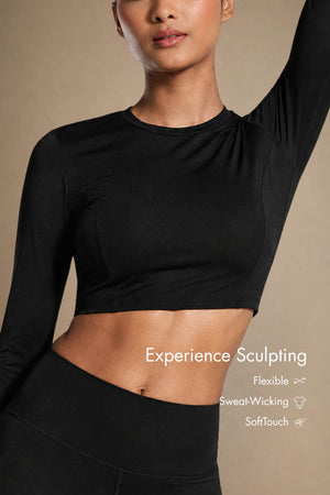 Cropped Active Tee (Carbon Black)