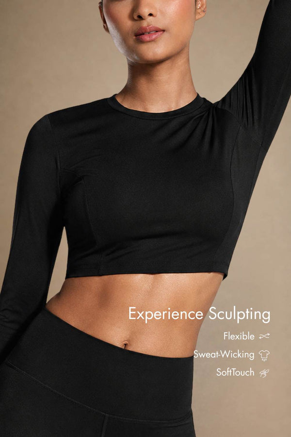 Cropped Active Tee (Carbon Black)