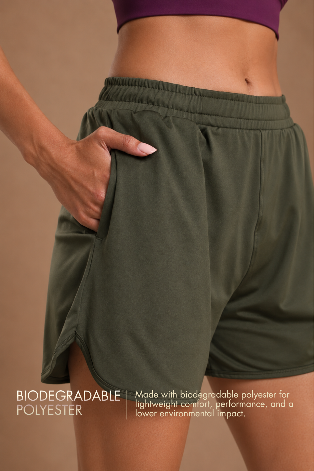 Bio Active Shorts – EcoCiclo™ Biodegradable Polyester (Sage Green)