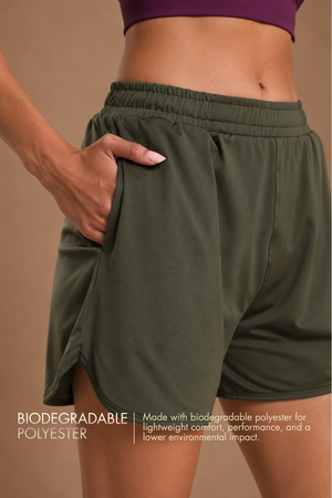 Bio Active Shorts – EcoCiclo™ Biodegradable Polyester (Sage Green)