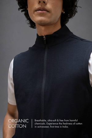Organic Cotton Men's Sleeveless Jacket (Carbon Black)