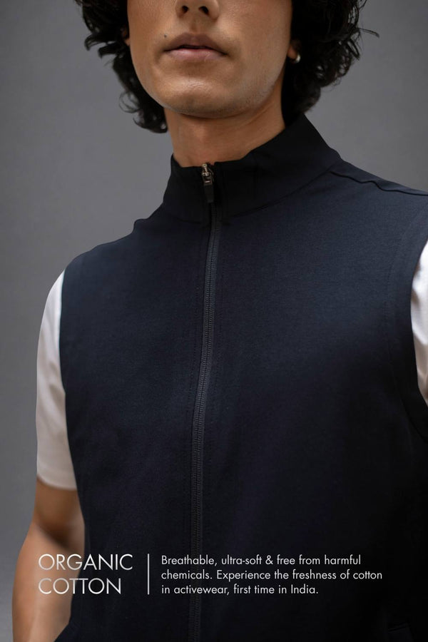 Organic Cotton Men's Sleeveless Jacket (Carbon Black)