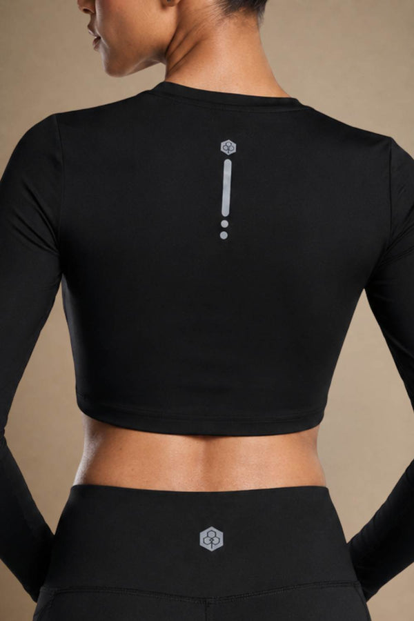 Cropped Active Tee (Carbon Black)