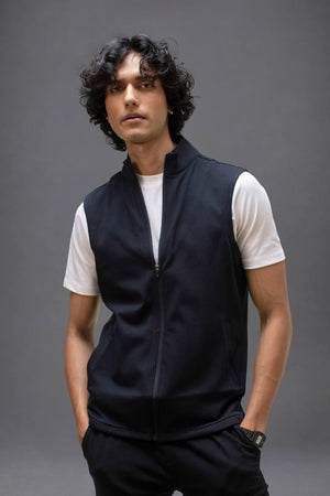 Organic Cotton Men's Sleeveless Jacket (Carbon Black)
