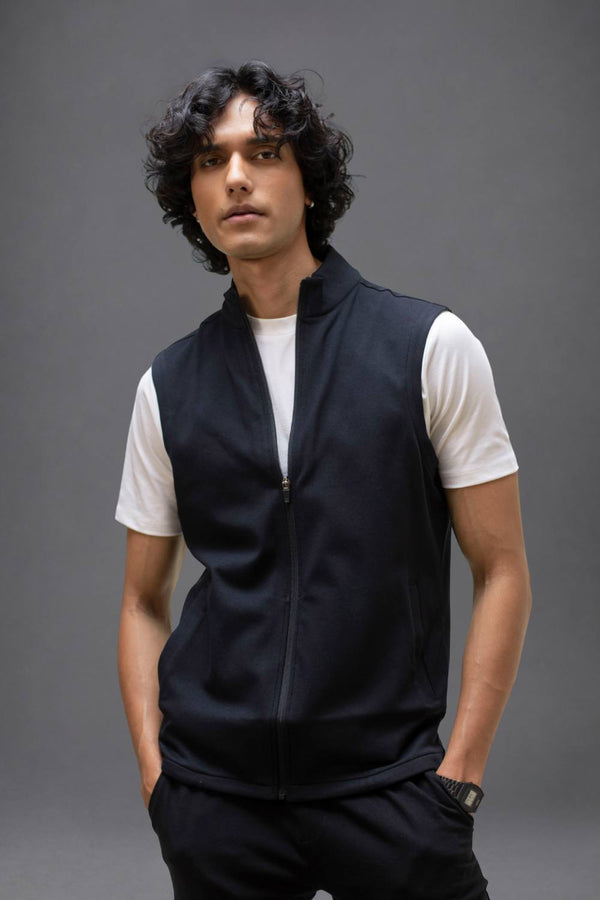 Organic Cotton Men's Sleeveless Jacket (Carbon Black)