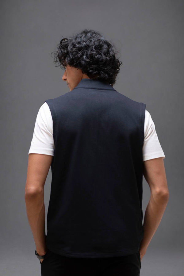 Organic Cotton Men's Sleeveless Jacket (Carbon Black)