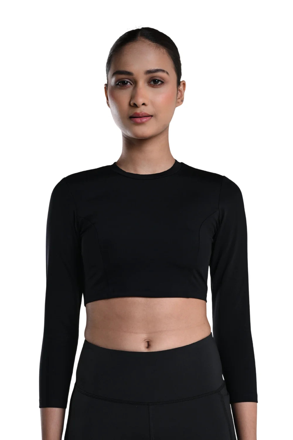 Cropped Active Tee (Carbon Black)