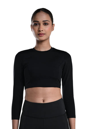 Cropped Active Tee (Carbon Black)