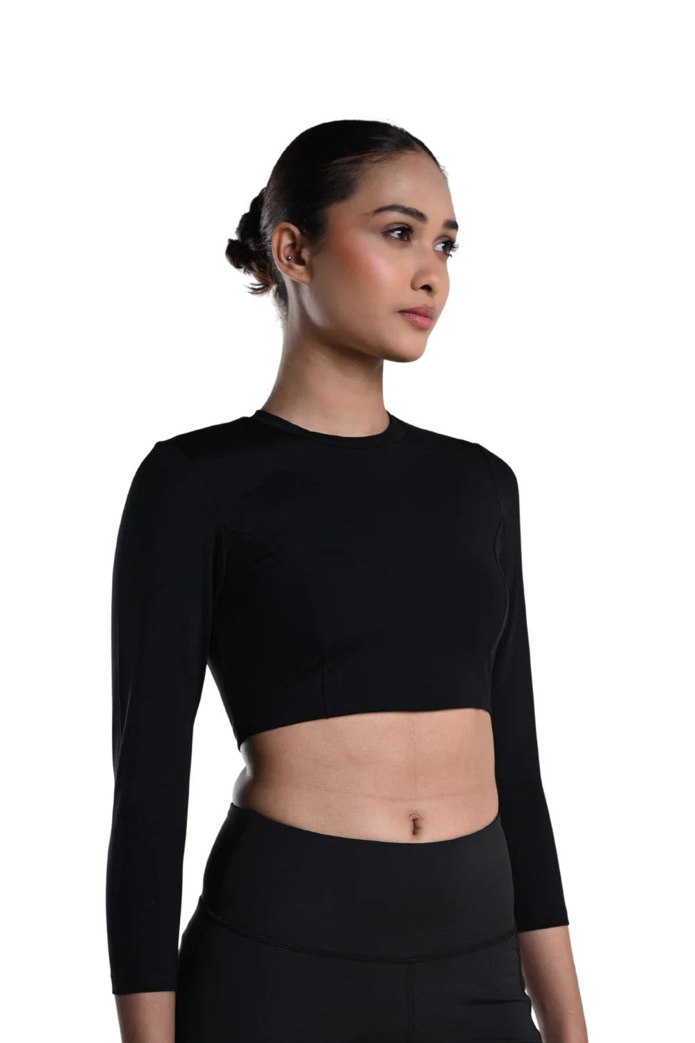 Cropped Active Tee (Carbon Black)
