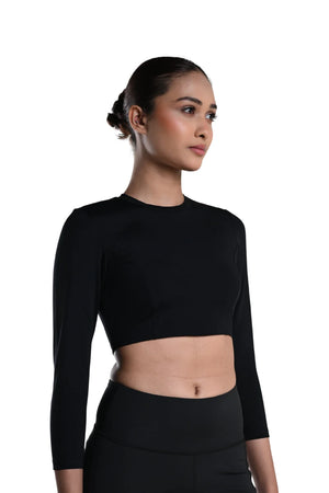Cropped Active Tee (Carbon Black)