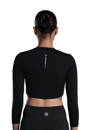 Cropped Active Tee (Carbon Black)