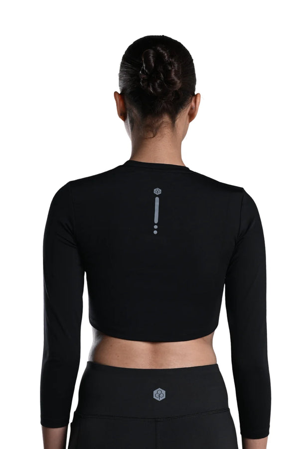 Cropped Active Tee (Carbon Black)