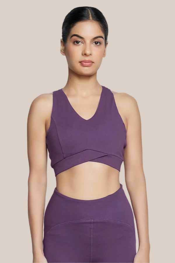 Organic Cotton Max Support Sports Bra (Plum)