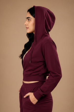 Women’s Cropped Hoodie (Sangria)