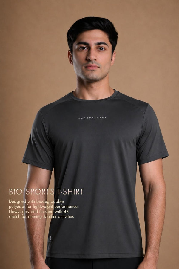 Men’s Bio Sports T-Shirt – EcoCiclo™ Biodegradable Polyester (Coal Grey)