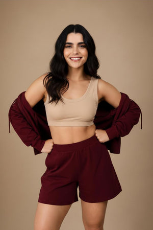 Women’s Cropped Hoodie (Sangria)