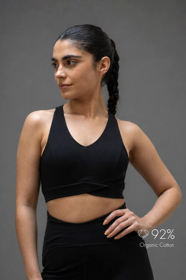 Organic Cotton Max Support Sports Bra (Carbon Black)