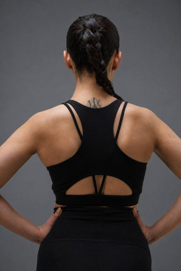 Organic Cotton Max Support Sports Bra (Carbon Black)