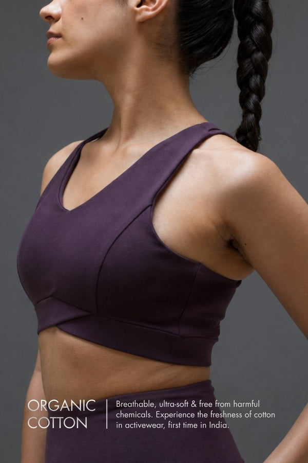 Organic Cotton Max Support Sports Bra (Plum)