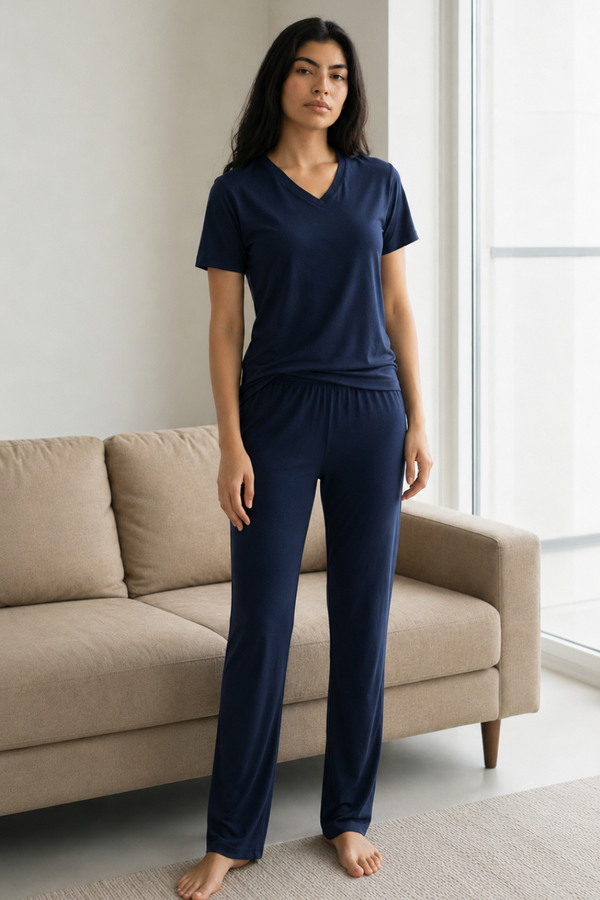 Bamboo V-Neck Lounge Set (Midnight Navy)