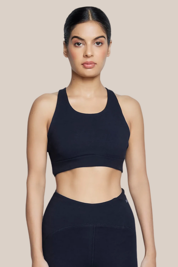 Organic Cotton Full Coverage Sports Bra (Carbon Black)