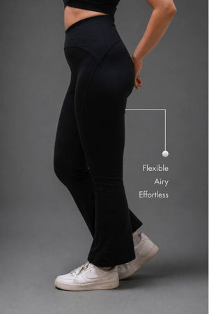 Organic Cotton Flared Training Leggings (Carbon Black)