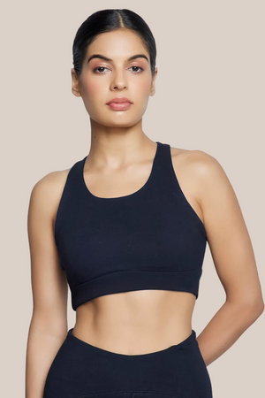 Organic Cotton Full Coverage Sports Bra (Carbon Black)