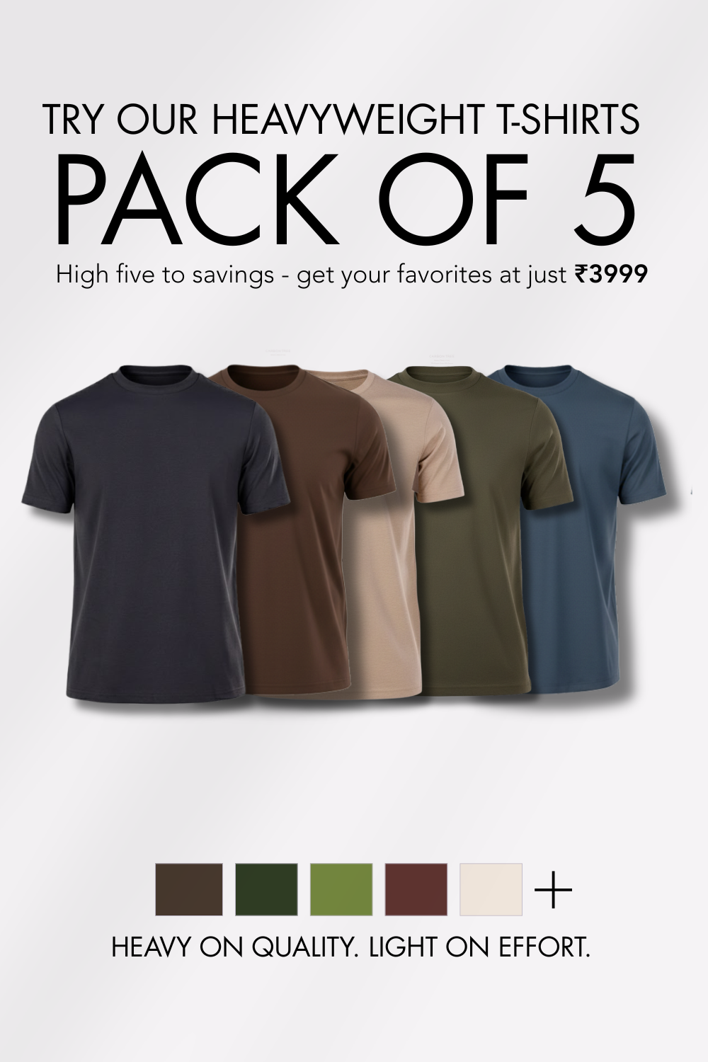 Pack of 5 heavyweight T shirt at 3999