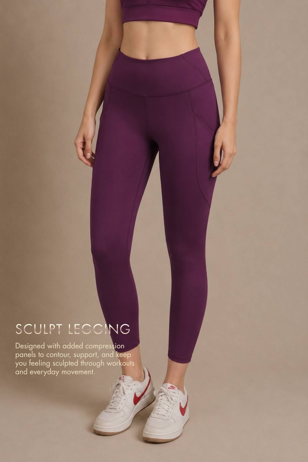 Carbon Sculpt Legging (2 Pockets) (Deep Purple)