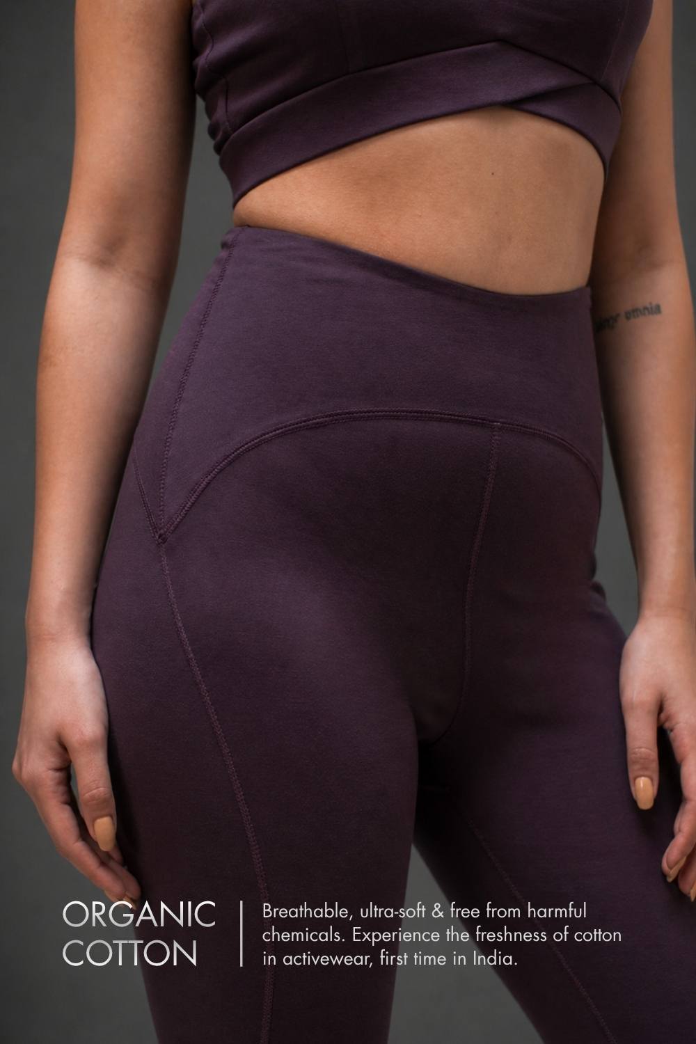 Organic Cotton Flared Training Leggings (Plum)