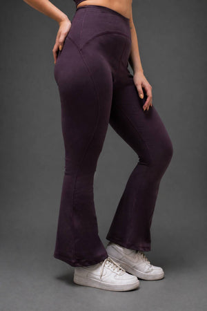 Organic Cotton Flared Training Leggings (Plum)