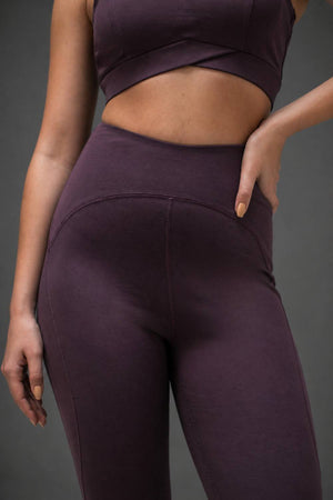 Organic Cotton Flared Training Leggings (Plum)