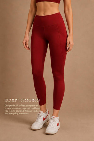 Carbon Sculpt Legging (2 Pockets) (Red Rush)