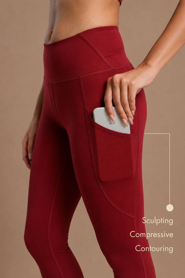 Carbon Sculpt Legging (2 Pockets) (Red Rush)