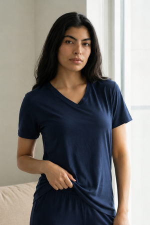 Bamboo V-Neck Lounge Set (Midnight Navy)