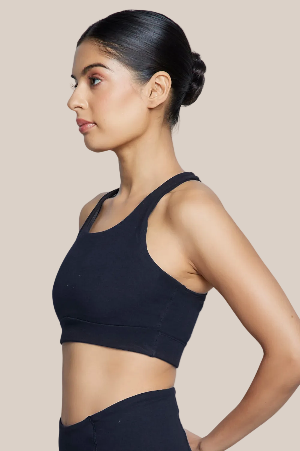 Organic Cotton Full Coverage Sports Bra (Carbon Black)