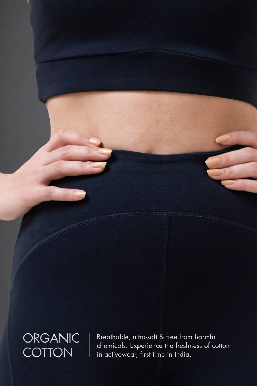 Organic Cotton Flared Training Leggings (Midnight Navy)