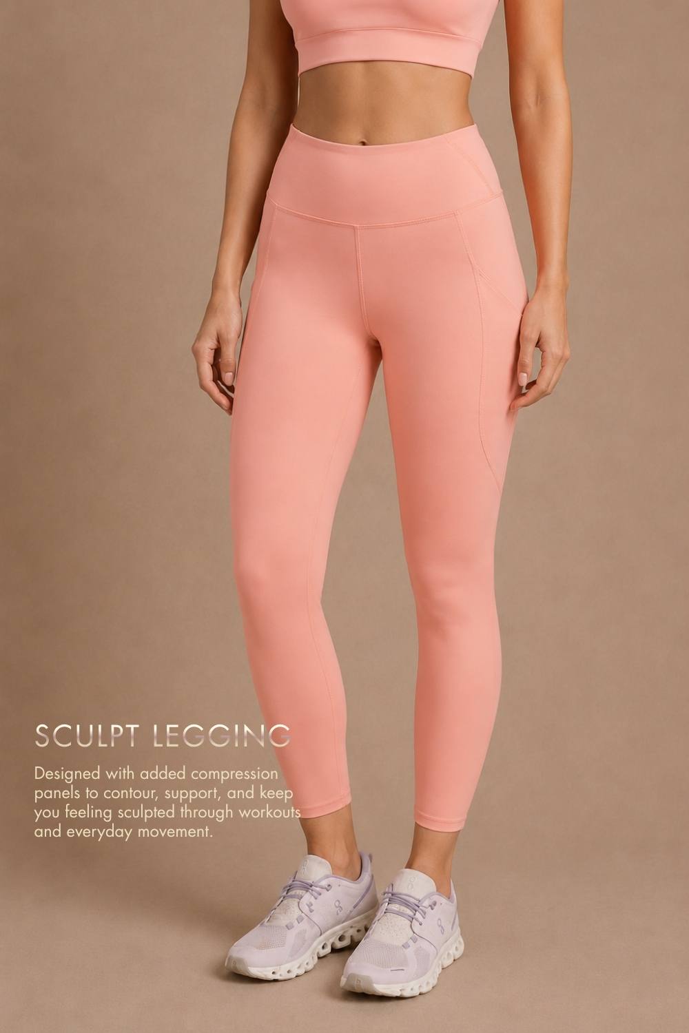 Carbon Sculpt Legging (2 Pockets) (Peach)