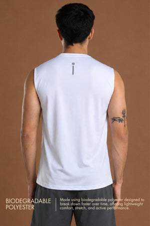 Men’s Bio Sports Tank – EcoCiclo™ Biodegradable Polyester (Chalk)