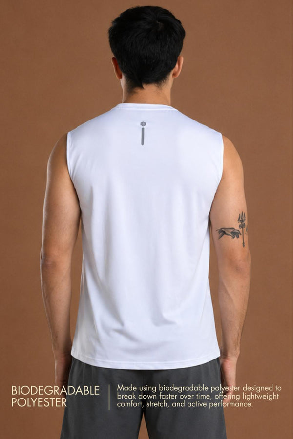 Men’s Bio Sports Tank – EcoCiclo™ Biodegradable Polyester (Chalk)