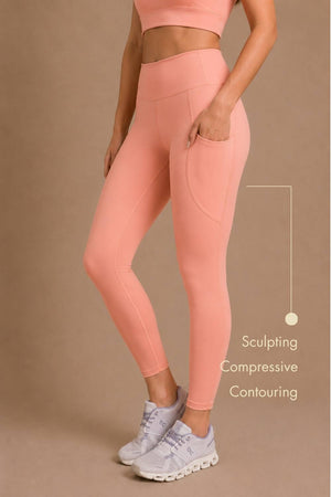 Carbon Sculpt Legging (2 Pockets) (Peach)