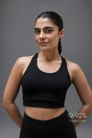 Organic Cotton Full Coverage Sports Bra (Carbon Black)
