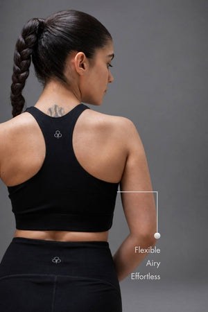 Organic Cotton Full Coverage Sports Bra (Carbon Black)